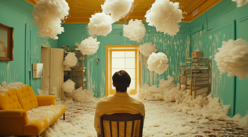 AI-generiertes Bild eines Mannes in einem Raum voller Wolken(Bild: © FLAPPERS FILM & VFX)