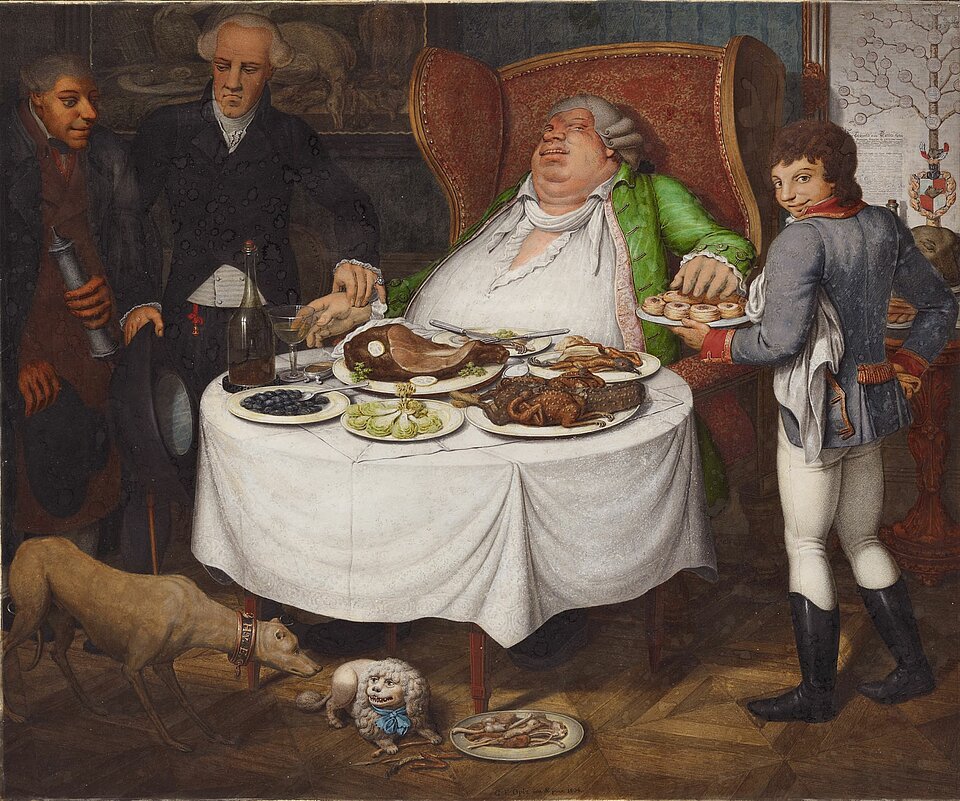 Georg Emanuel Opiz, „Der Völler“, Gemälde von üppigem Bankett.