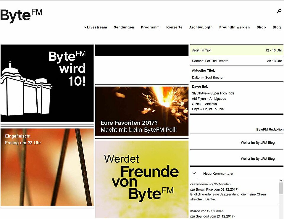 Website ByteFM (Foto: Screenshot https://www.byte.fm/)